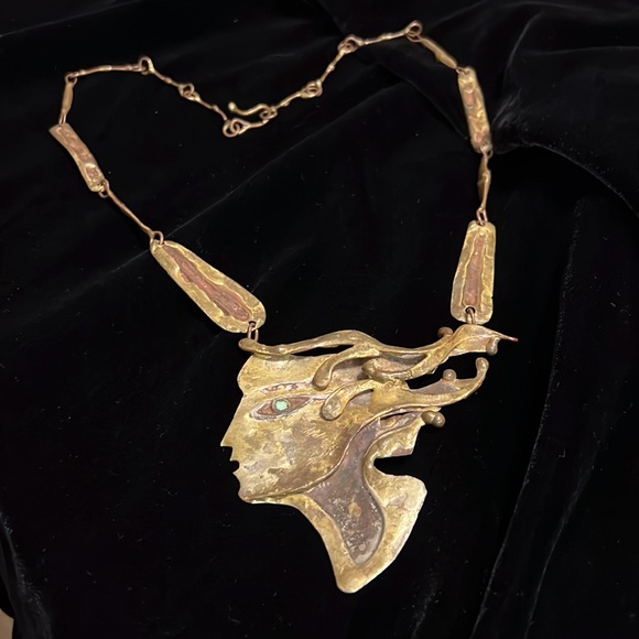 Vintage NALO Rare Art Deco Metal Necklace - Picture 3 of 4